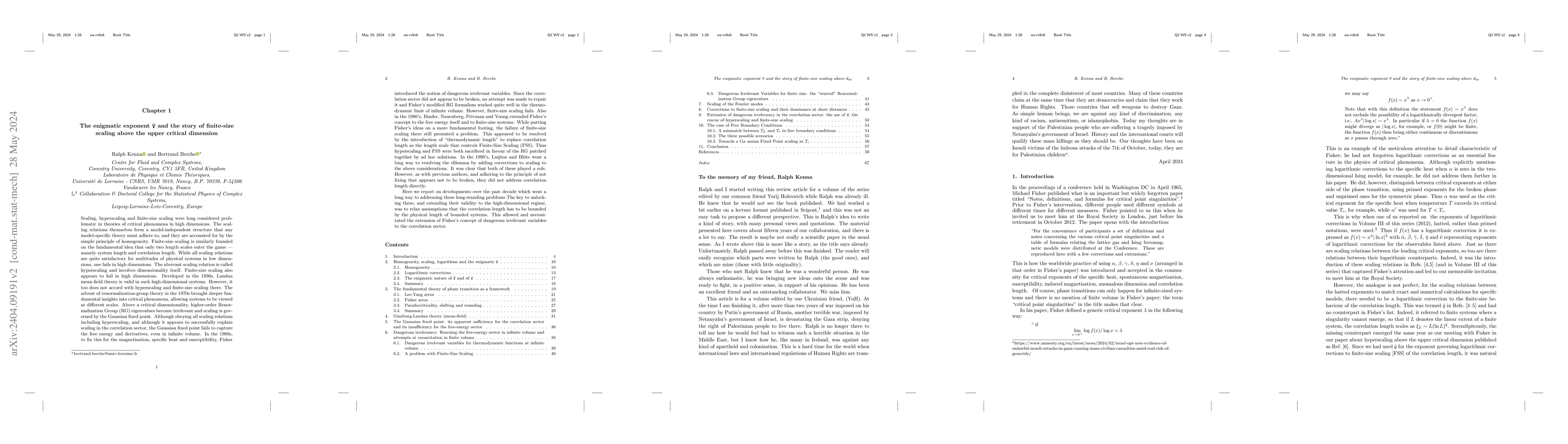 Thumbnail for The enigmatic exponent koppa and the story of finite-size scaling above
  the upper critical dimension