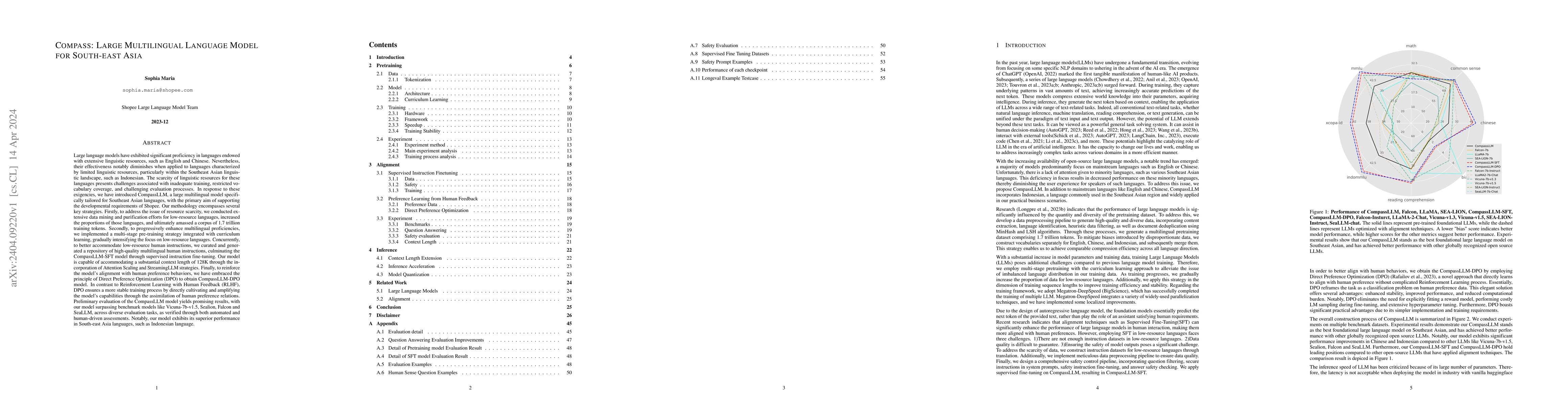 Thumbnail for Compass: Large Multilingual Language Model for South-east Asia