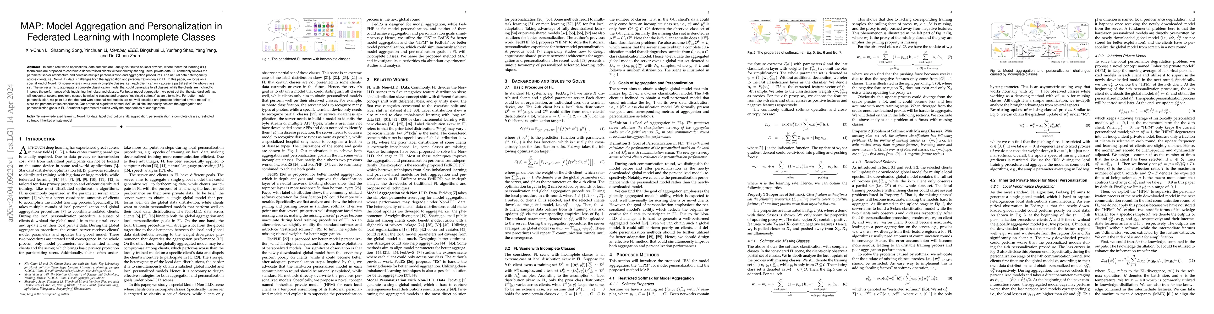 Thumbnail for MAP: Model Aggregation and Personalization in Federated Learning with
  Incomplete Classes