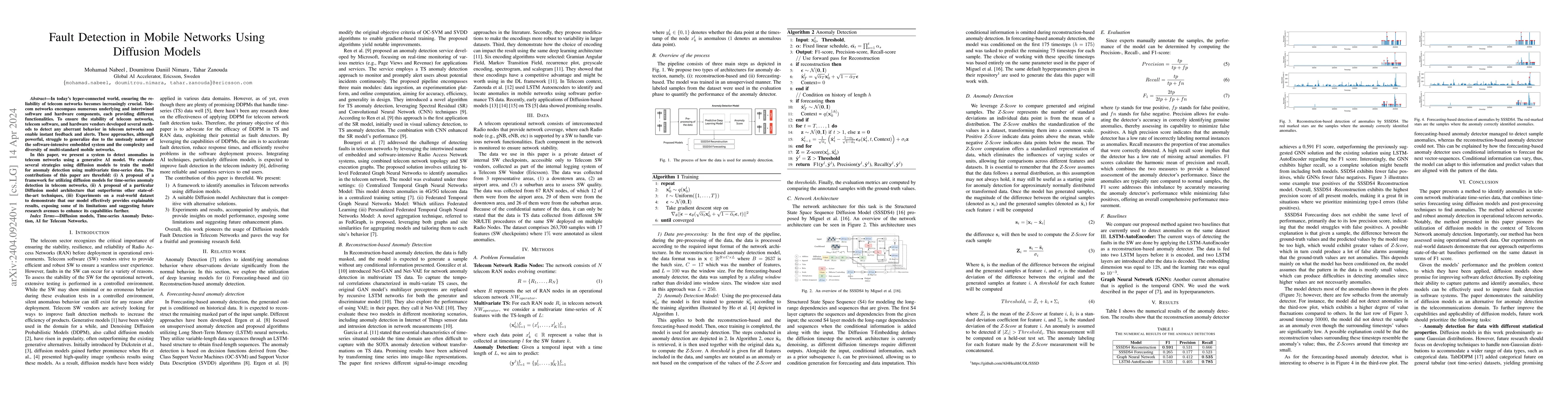 Thumbnail for Fault Detection in Mobile Networks Using Diffusion Models