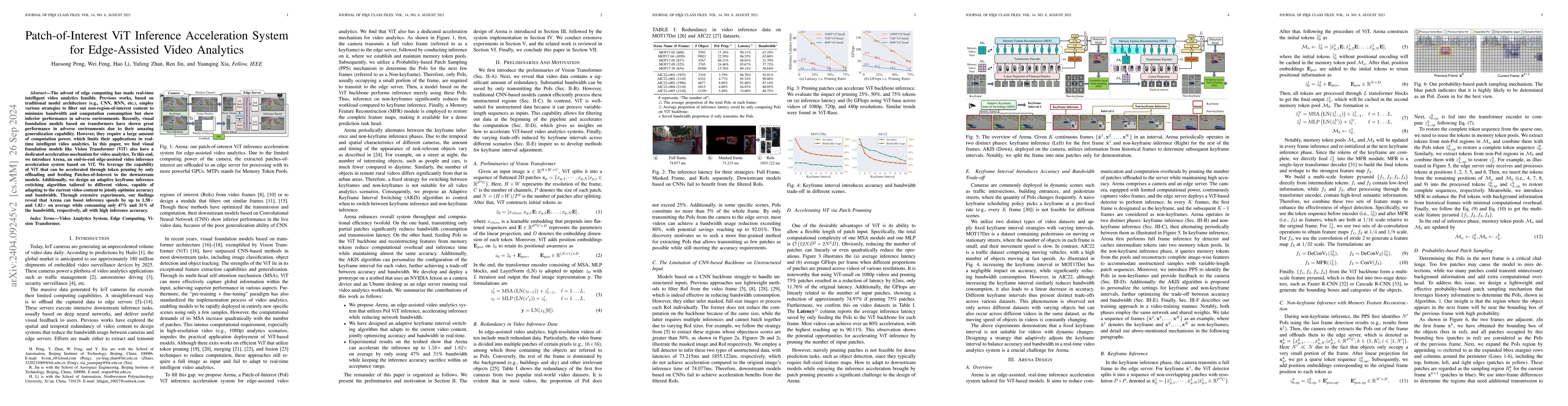 Thumbnail for Arena: A Patch-of-Interest ViT Inference Acceleration System for
  Edge-Assisted Video Analytics