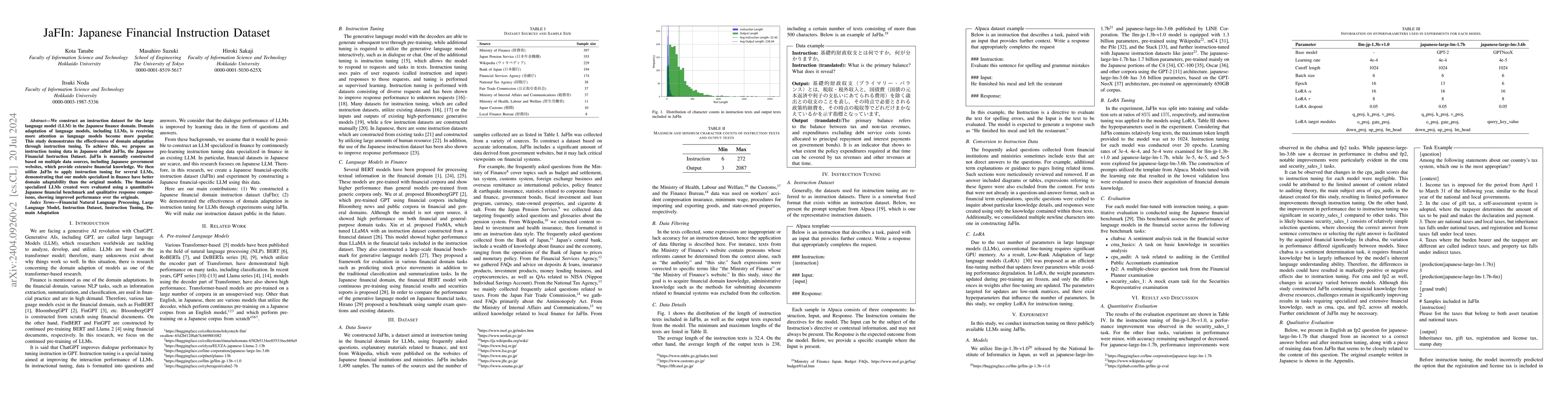 Thumbnail for JaFIn: Japanese Financial Instruction Dataset