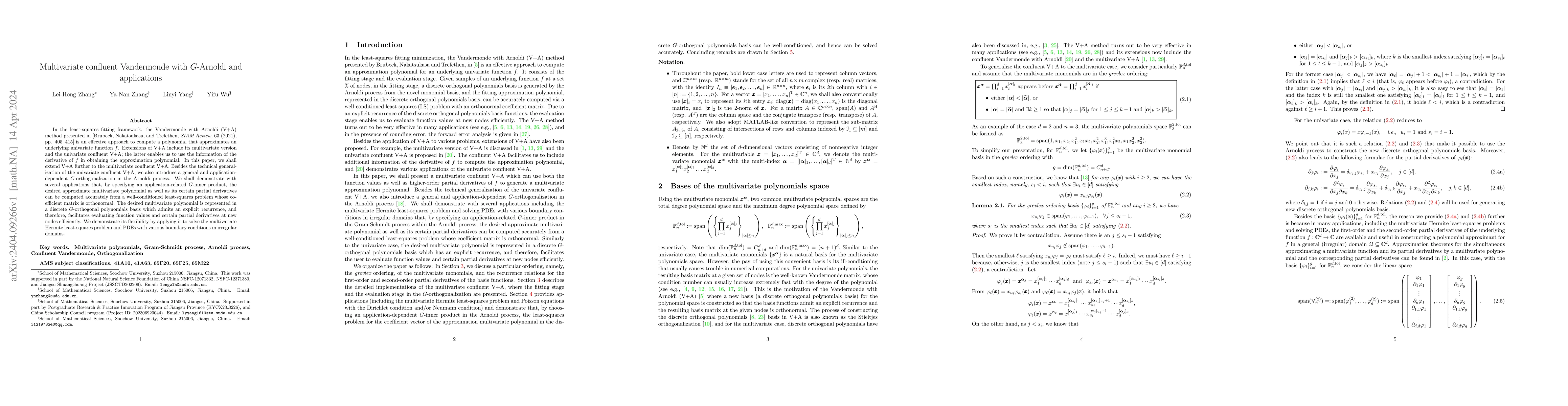 Thumbnail for Multivariate confluent Vandermonde with G-Arnoldi and applications