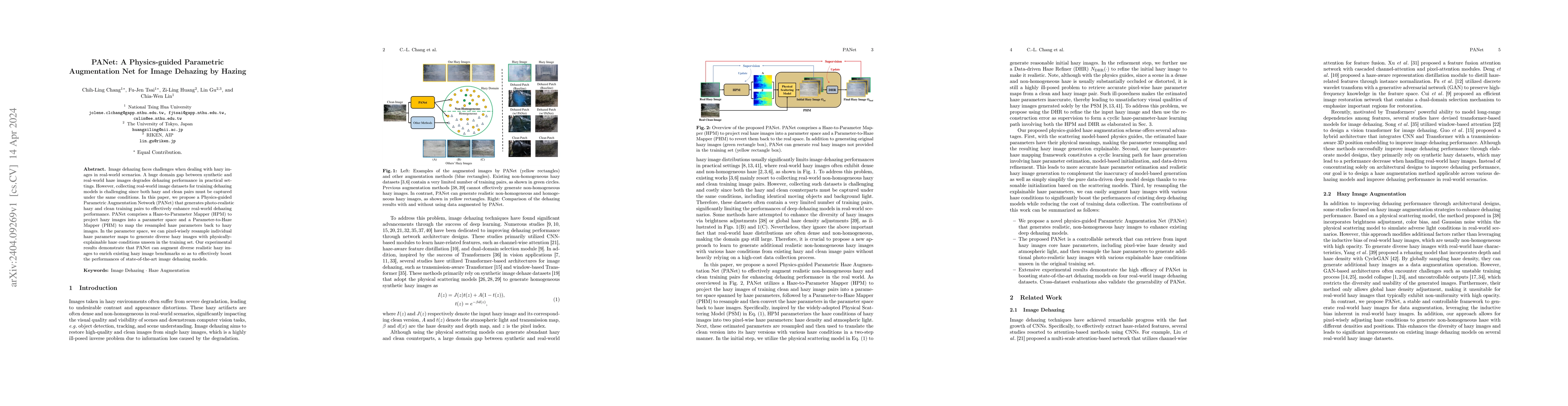 Thumbnail for PANet: A Physics-guided Parametric Augmentation Net for Image Dehazing
  by Hazing
