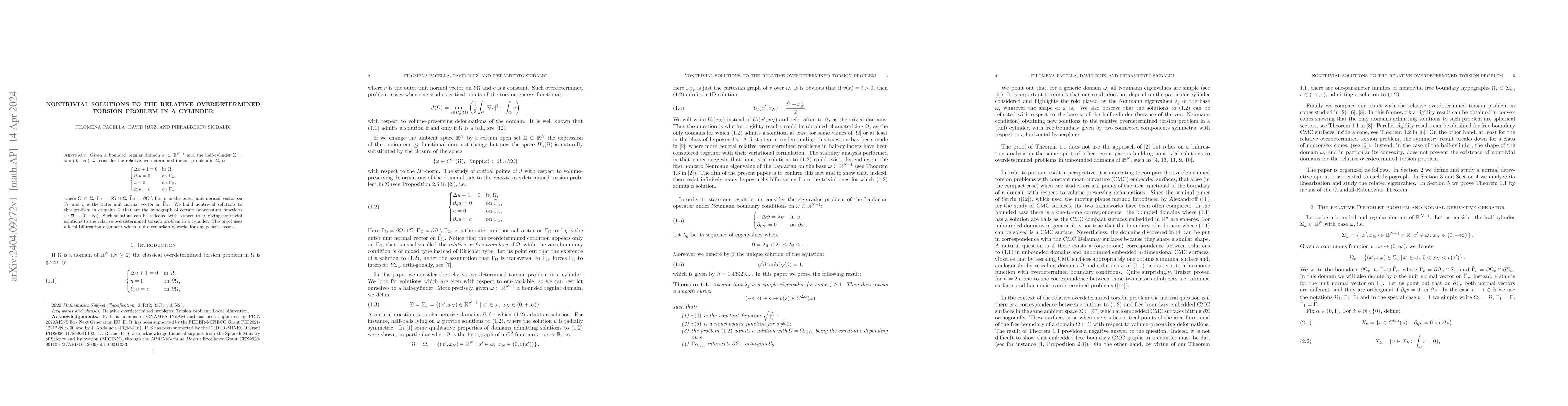 Thumbnail for Nontrivial solutions to the relative overdetermined torsion problem in a
  cylinder