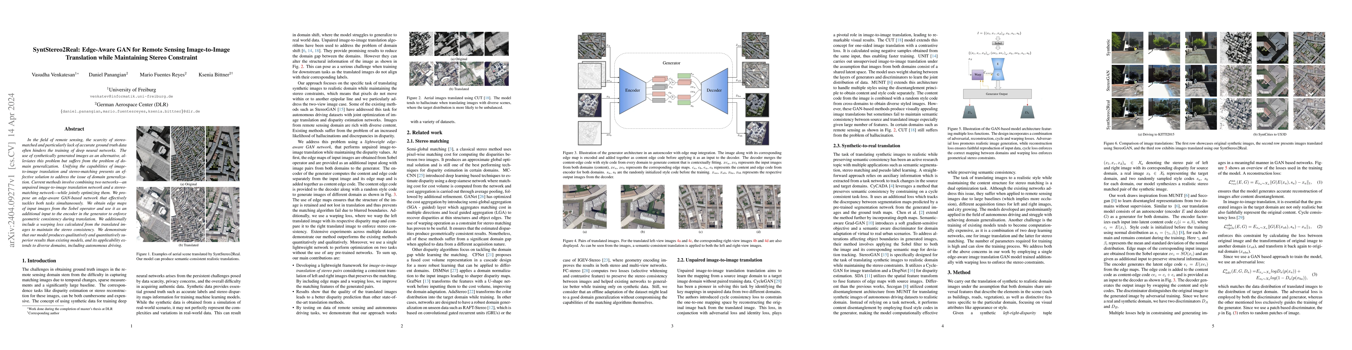Thumbnail for SyntStereo2Real: Edge-Aware GAN for Remote Sensing Image-to-Image
  Translation while Maintaining Stereo Constraint