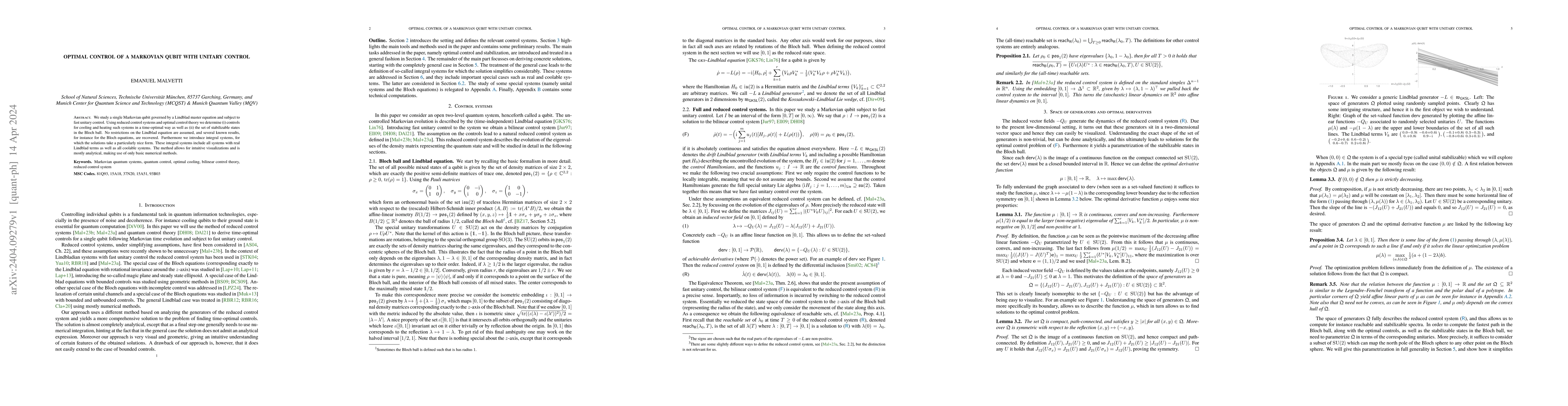 Thumbnail for Optimal Control of a Markovian Qubit with Unitary Control