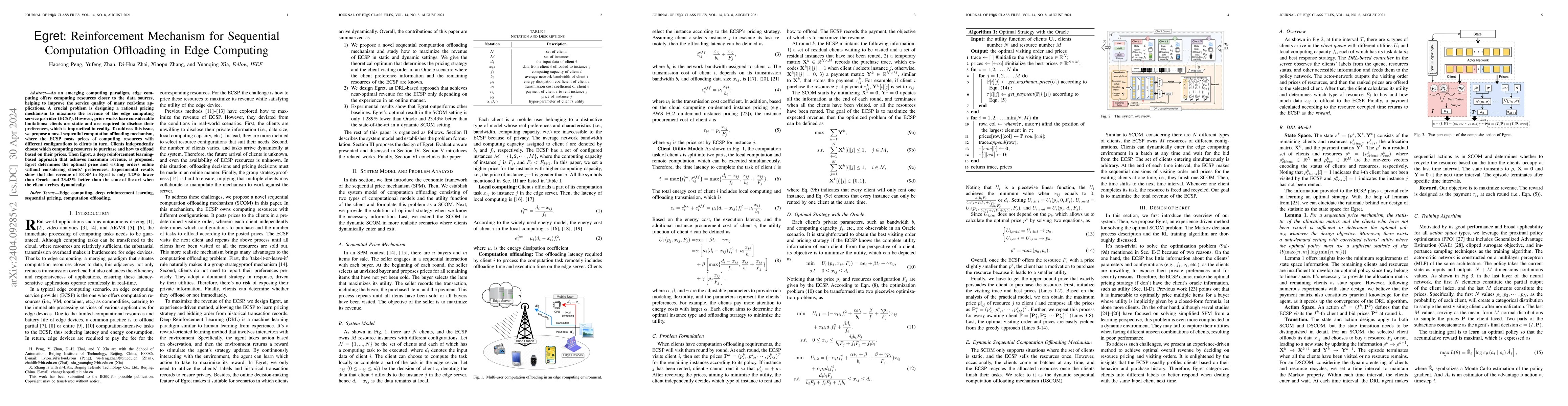 Thumbnail for Egret: Reinforcement Mechanism for Sequential Computation Offloading in
  Edge Computing