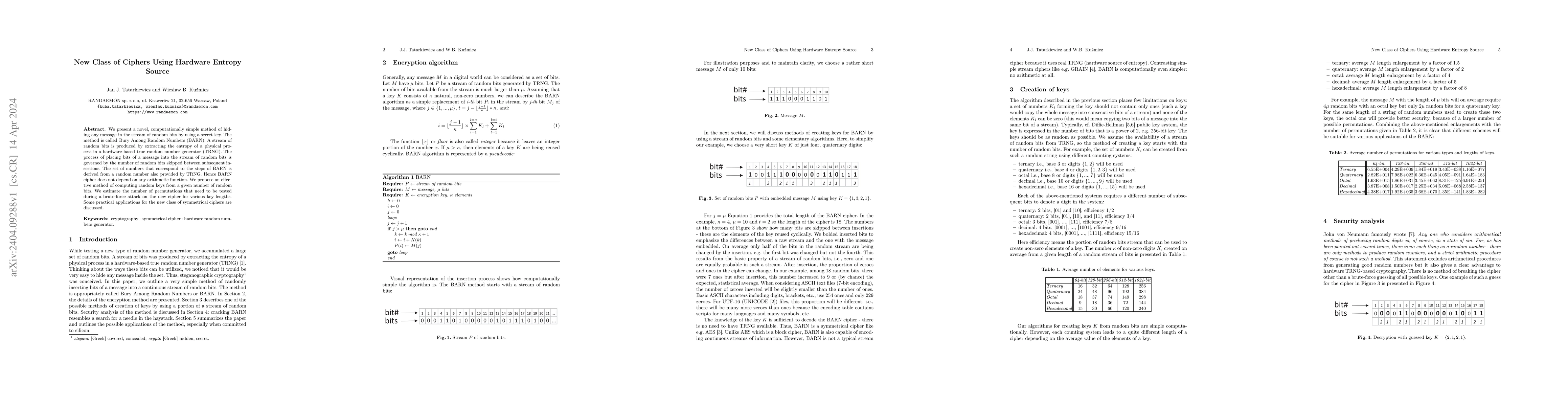 Thumbnail for New Class of Ciphers Using Hardware Entropy Source