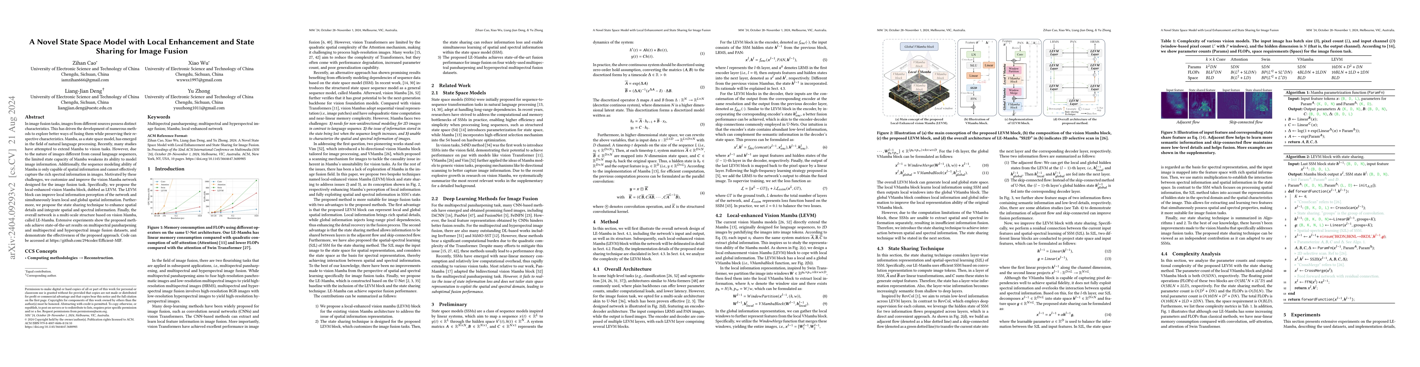 Thumbnail for A Novel State Space Model with Local Enhancement and State Sharing for
  Image Fusion