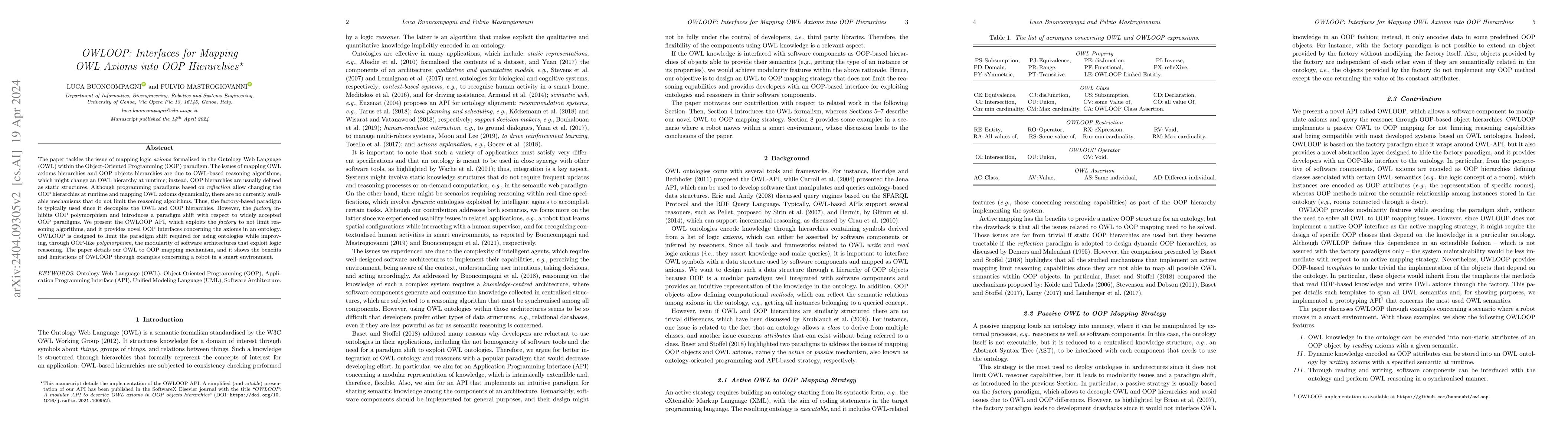 Thumbnail for OWLOOP: Interfaces for Mapping OWL Axioms into OOP Hierarchies