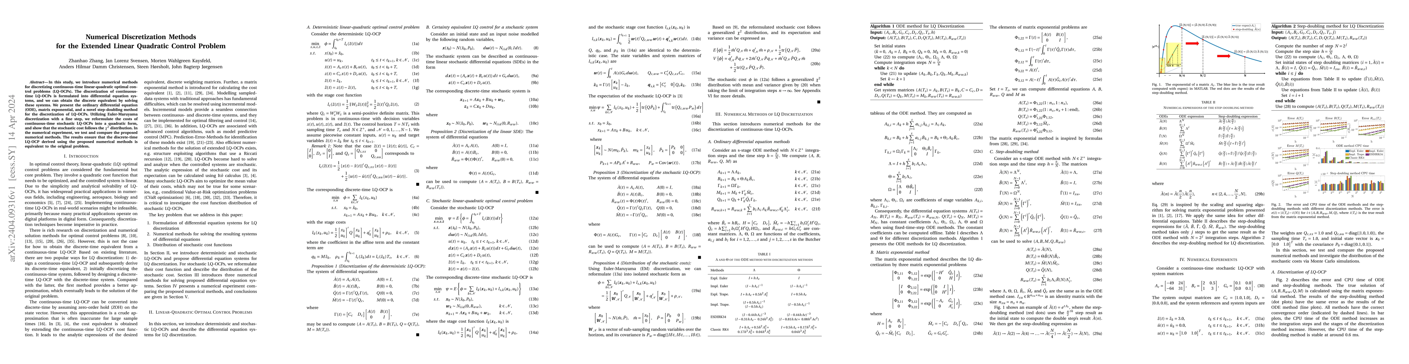 Thumbnail for Numerical Discretization Methods for the Extended Linear Quadratic
  Control Problem