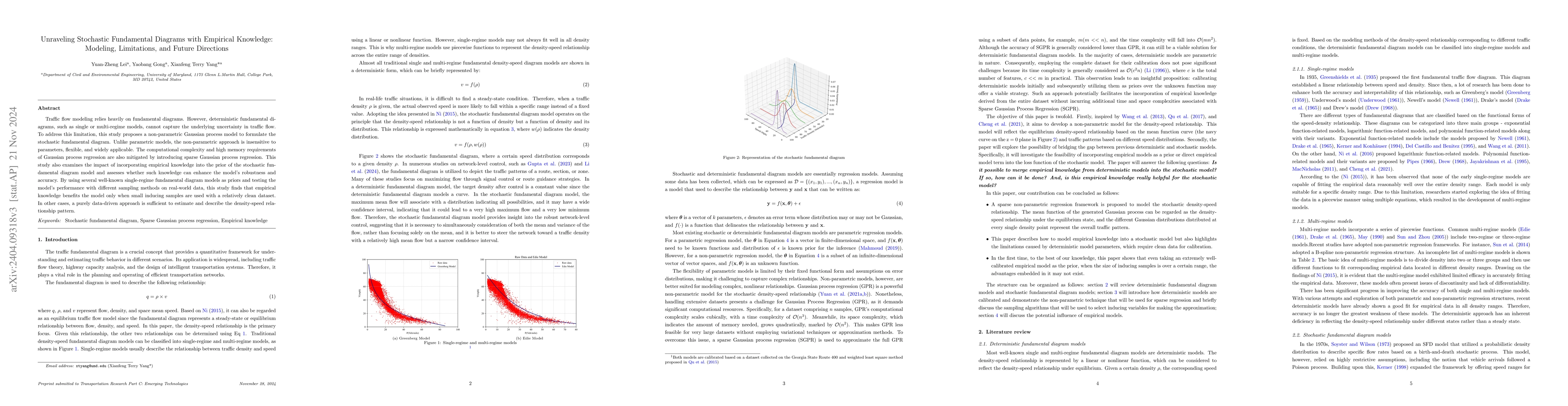 Thumbnail for Unraveling stochastic fundamental diagrams considering empirical
  knowledge: modeling, limitation and further discussion