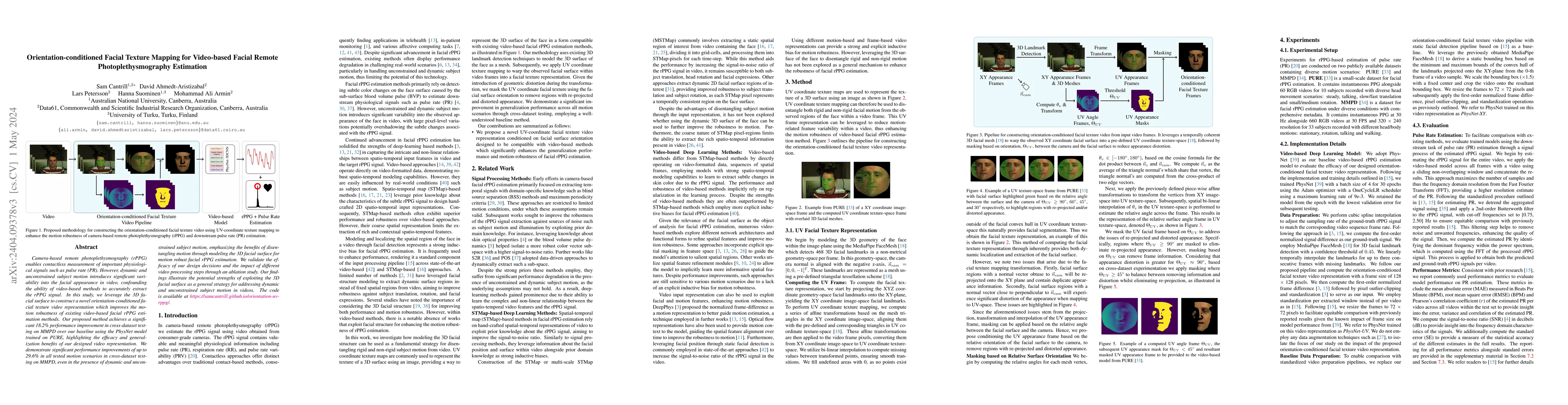 Thumbnail for Orientation-conditioned Facial Texture Mapping for Video-based Facial
  Remote Photoplethysmography Estimation