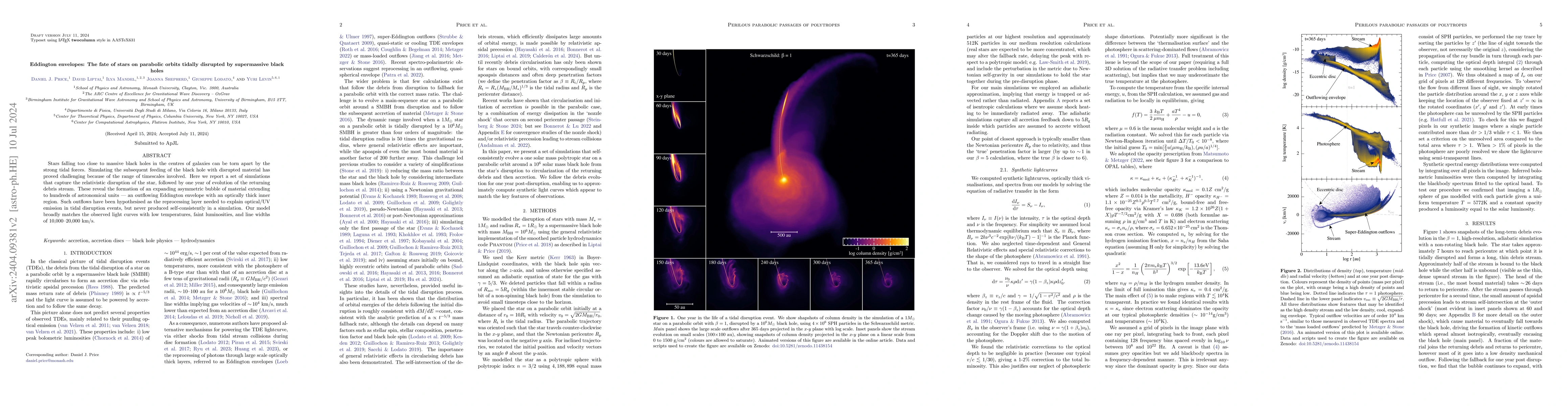 Thumbnail for Eddington envelopes: The fate of stars on parabolic orbits tidally
  disrupted by supermassive black holes