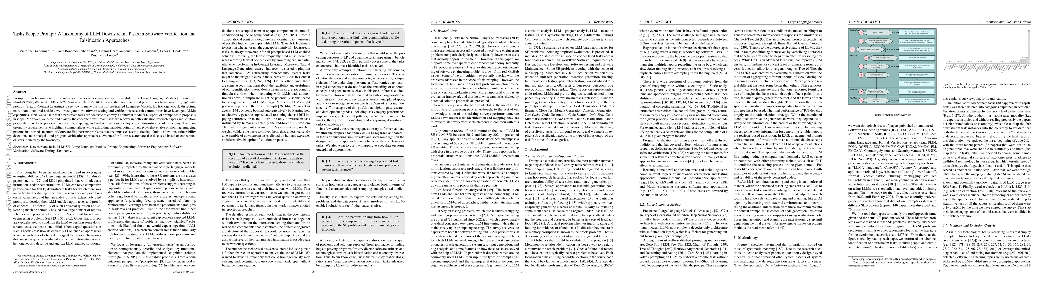 Thumbnail for Tasks People Prompt: A Taxonomy of LLM Downstream Tasks in Software
  Verification and Falsification Approaches