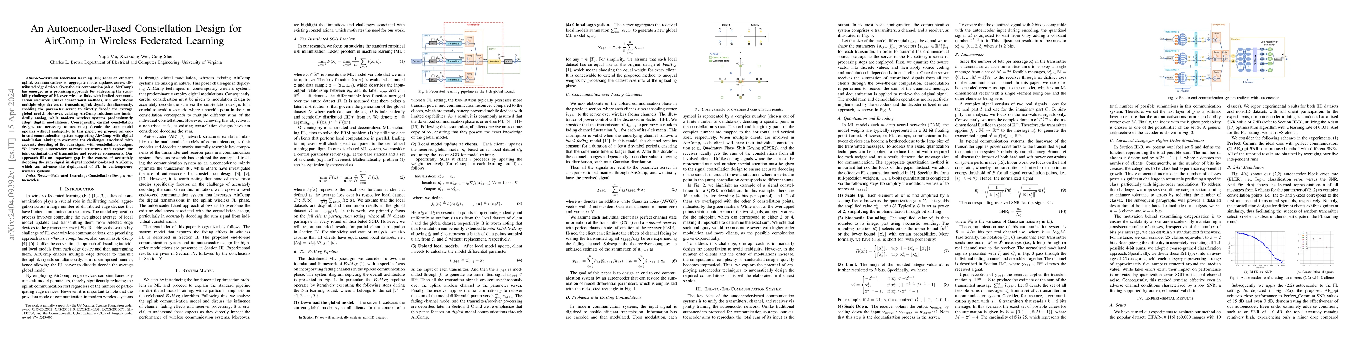 Thumbnail for An Autoencoder-Based Constellation Design for AirComp in Wireless
  Federated Learning