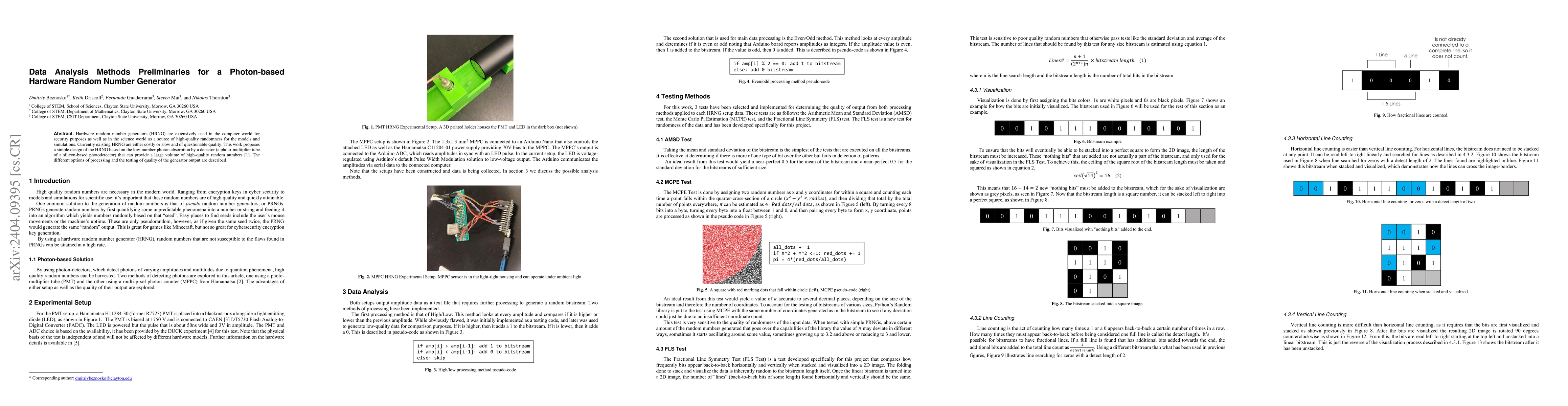 Thumbnail for Data Analysis Methods Preliminaries for a Photon-based Hardware Random
  Number Generator