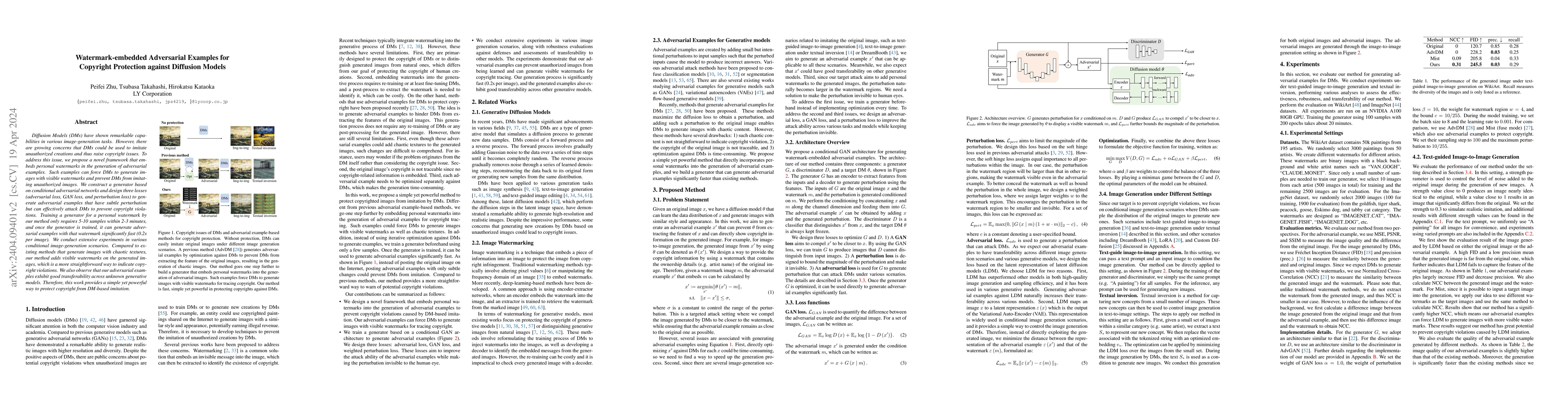 Thumbnail for Watermark-embedded Adversarial Examples for Copyright Protection against
  Diffusion Models