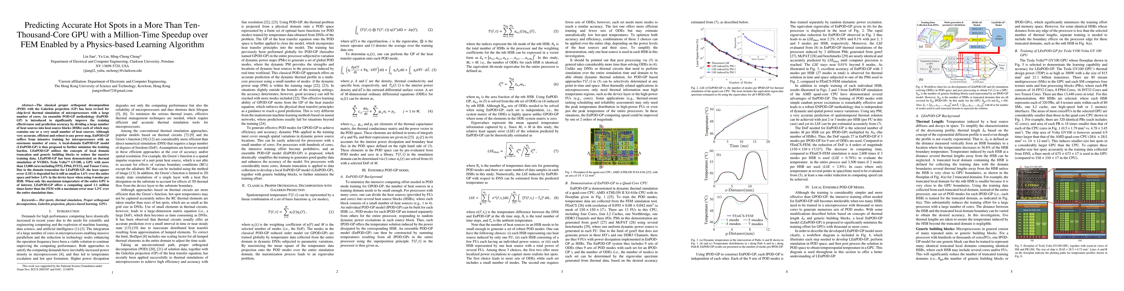Thumbnail for Predicting Accurate Hot Spots in a More Than Ten-Thousand-Core GPU with
  a Million-Time Speedup over FEM Enabled by a Physics-based Learning Algorithm