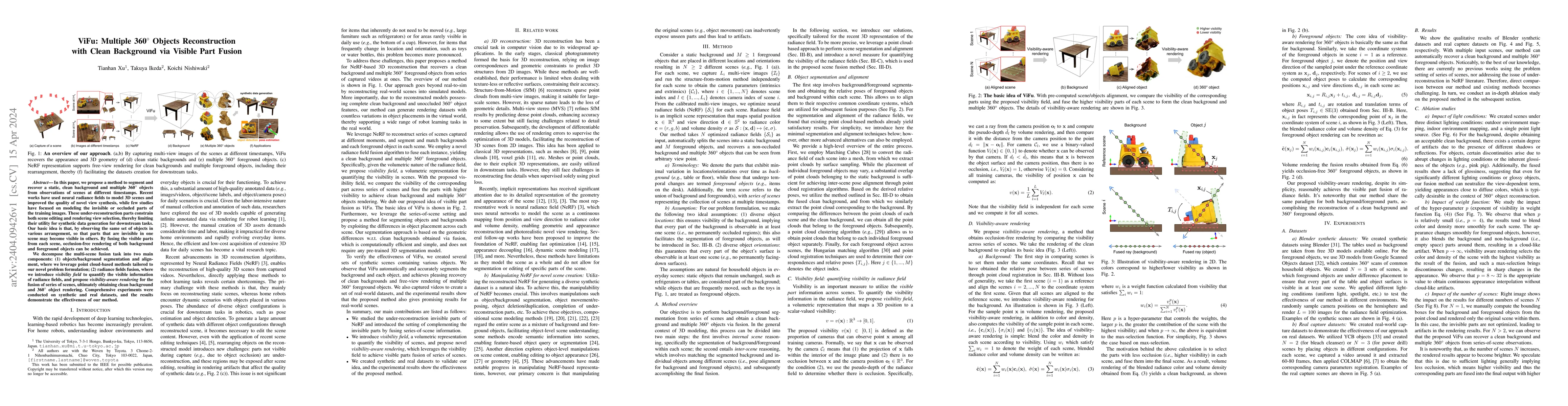 Thumbnail for ViFu: Multiple 360$^\circ$ Objects Reconstruction with Clean Background
  via Visible Part Fusion