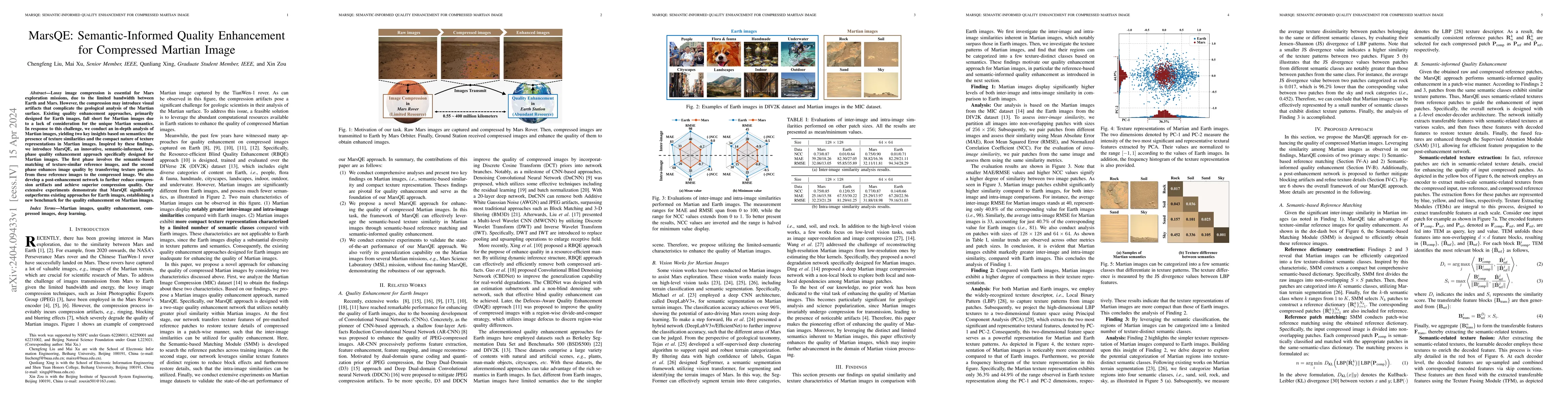 Thumbnail for MarsQE: Semantic-Informed Quality Enhancement for Compressed Martian
  Image