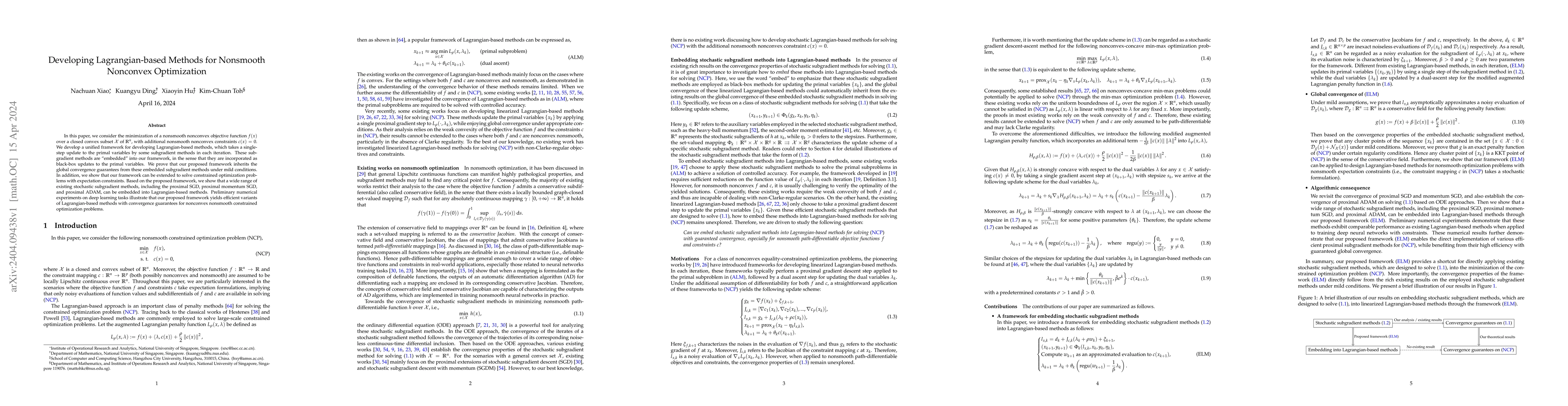 Thumbnail for Developing Lagrangian-based Methods for Nonsmooth Nonconvex Optimization