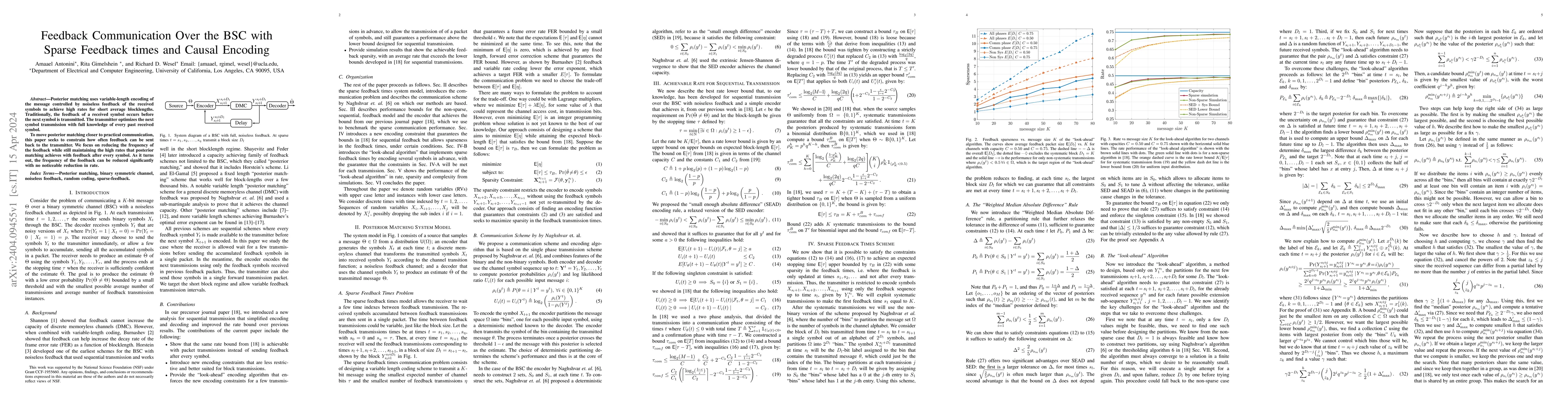 Thumbnail for Feedback Communication Over the BSC with Sparse Feedback times and
  Causal Encoding