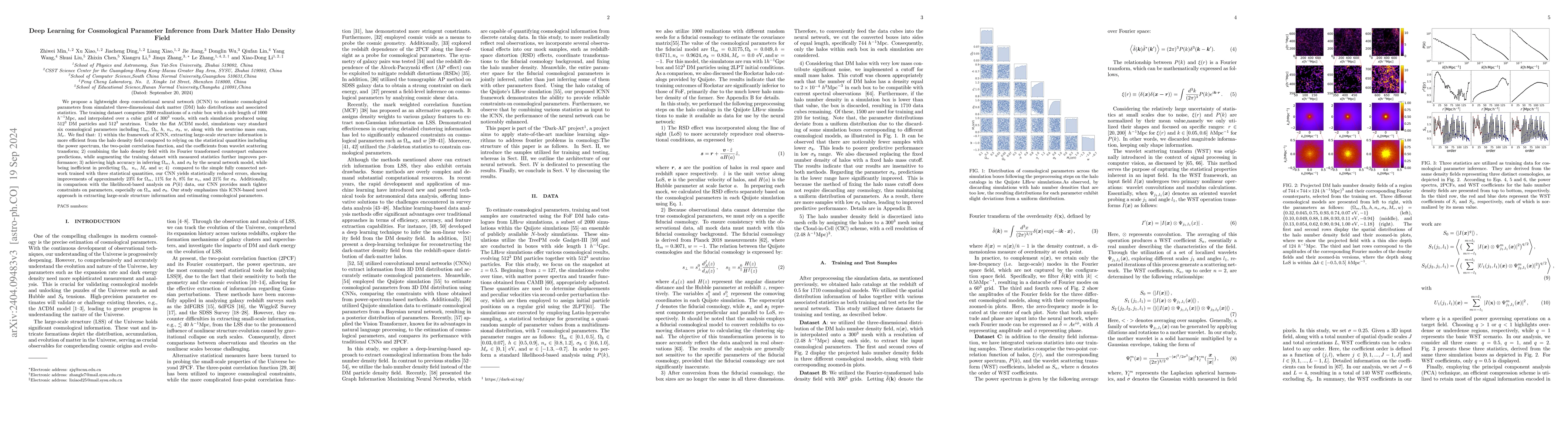 Thumbnail for Deep Learning for Cosmological Parameter Inference from Dark Matter Halo
  Density Field
