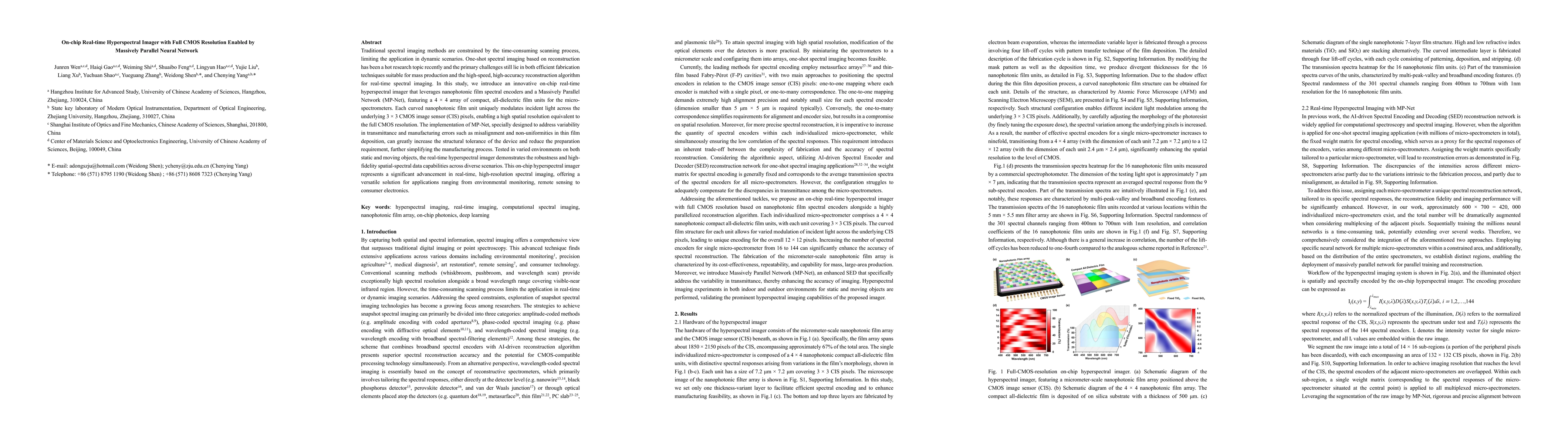 Thumbnail for On-chip Real-time Hyperspectral Imager with Full CMOS Resolution Enabled
  by Massively Parallel Neural Network