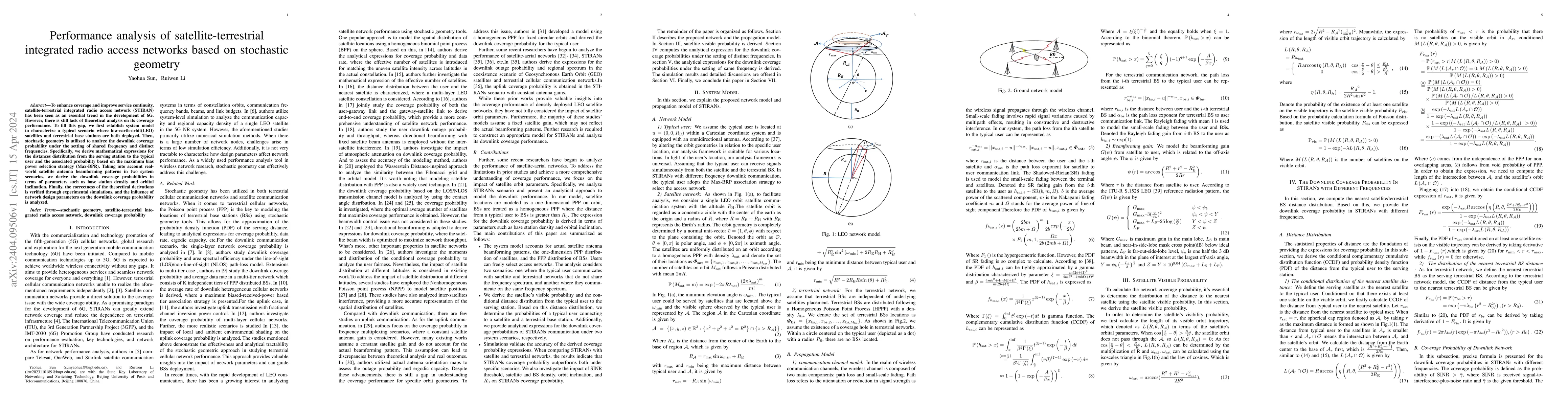 Thumbnail for Performance analysis of satellite-terrestrial integrated radio access
  networks based on stochastic geometry