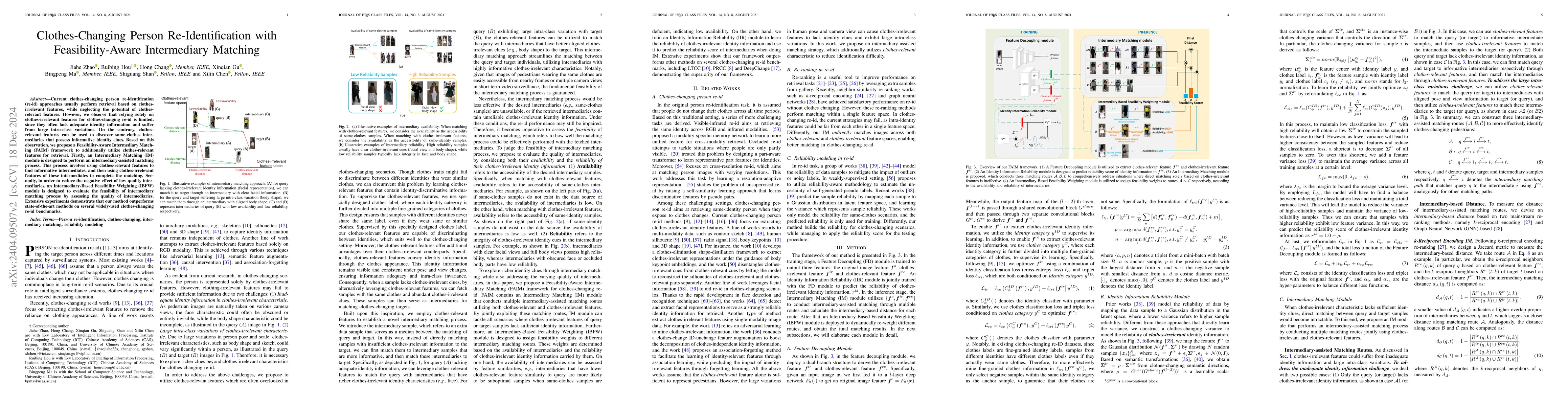 Thumbnail for Clothes-Changing Person Re-Identification with Feasibility-Aware
  Intermediary Matching
