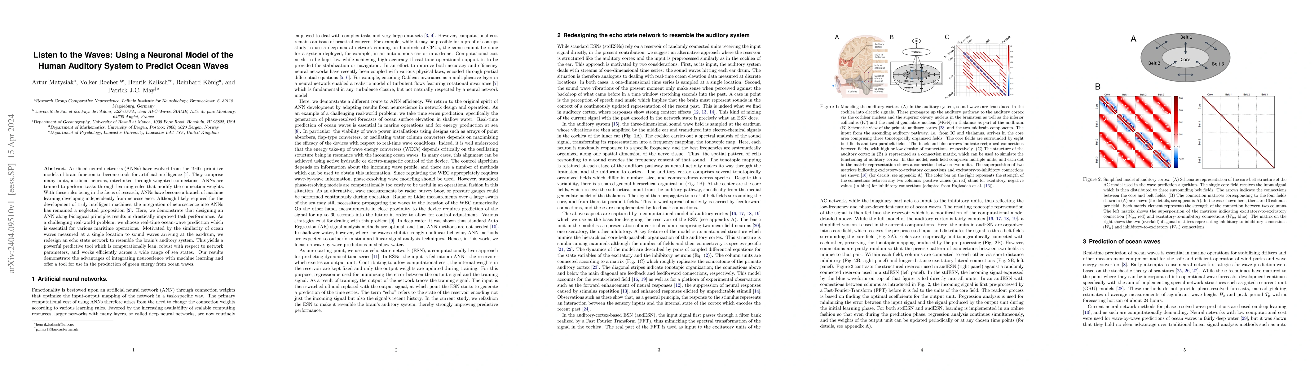 Thumbnail for Listen to the Waves: Using a Neuronal Model of the Human Auditory System
  to Predict Ocean Waves