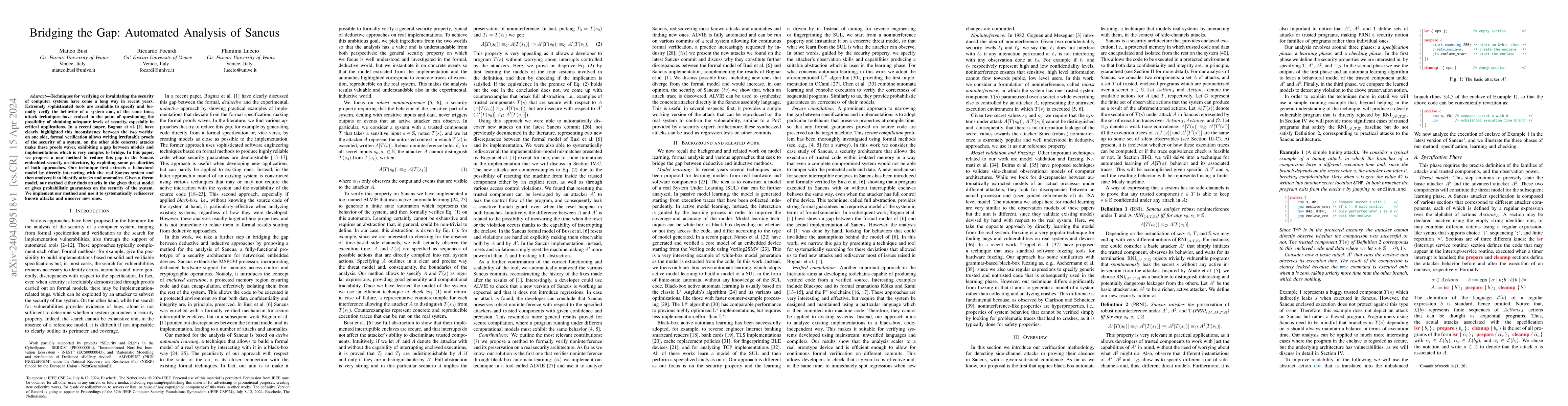 Thumbnail for Bridging the Gap: Automated Analysis of Sancus