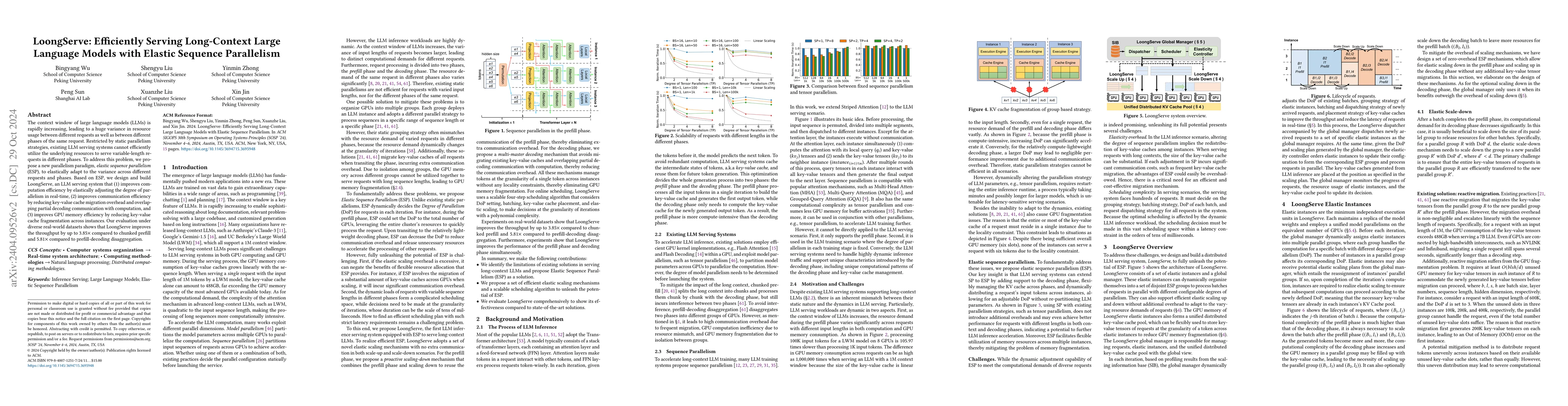 Thumbnail for LoongServe: Efficiently Serving Long-context Large Language Models with
  Elastic Sequence Parallelism