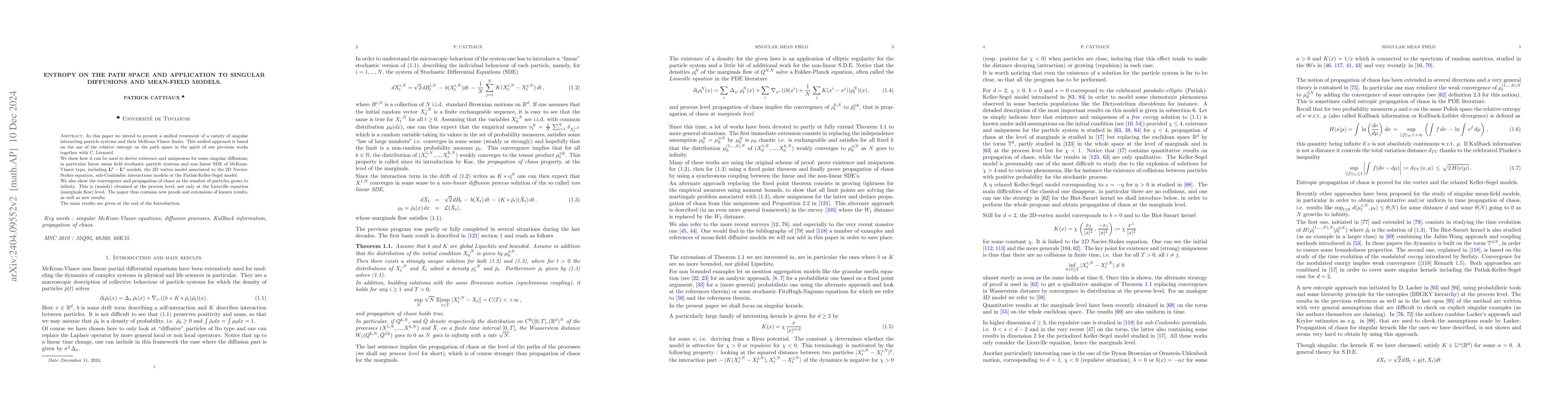 Thumbnail for Entropy on the Path Space and Application to Singular Diffusions and
  Mean-field Models