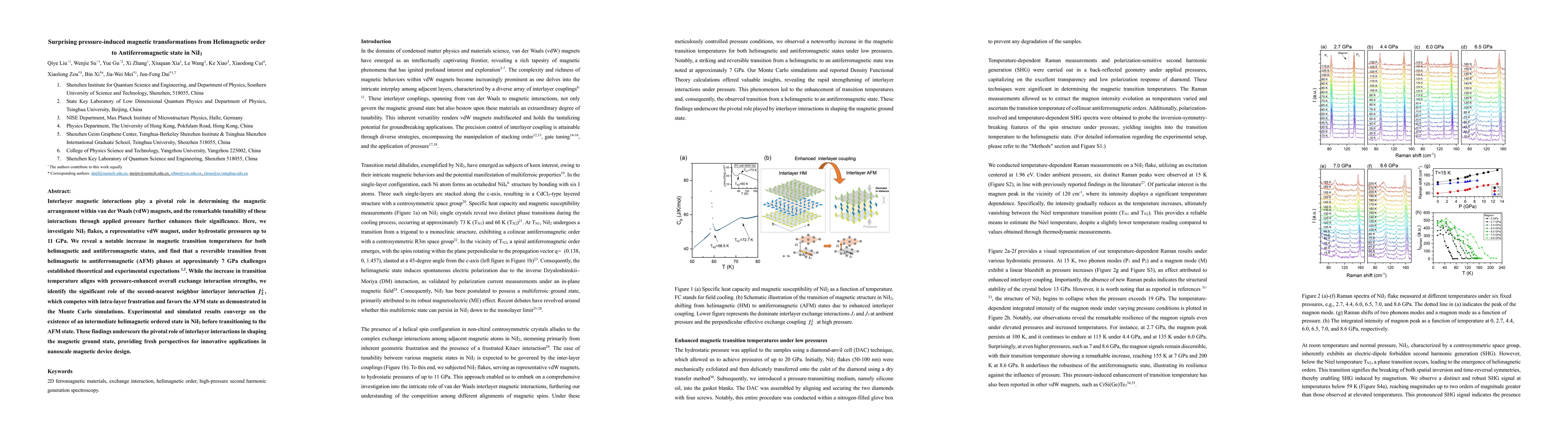 Thumbnail for Surprising pressure-induced magnetic transformations from Helimagnetic
  order to Antiferromagnetic state in NiI2