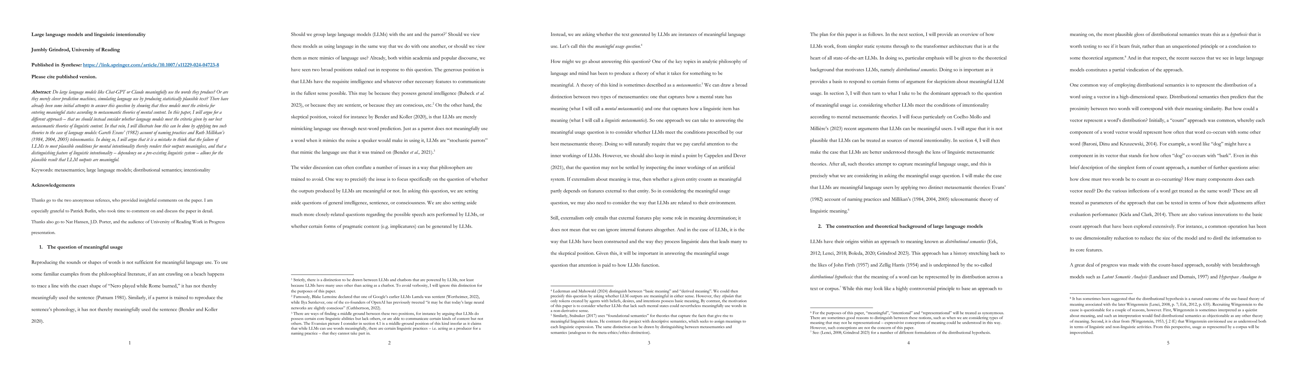 Thumbnail for Large language models and linguistic intentionality