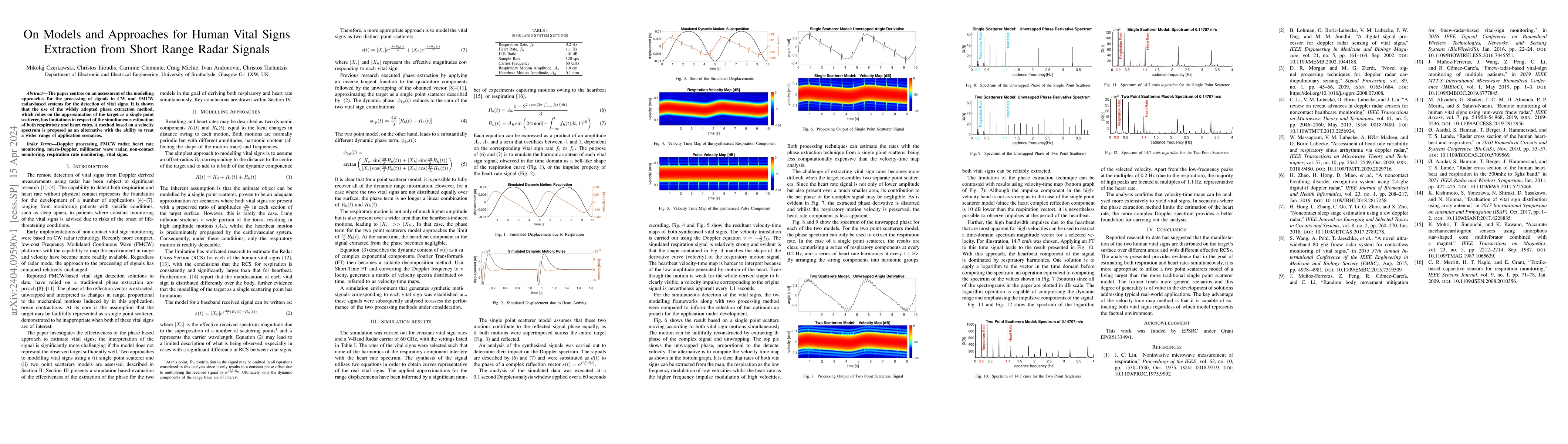 Thumbnail for On Models and Approaches for Human Vital Signs Extraction from Short
  Range Radar Signals