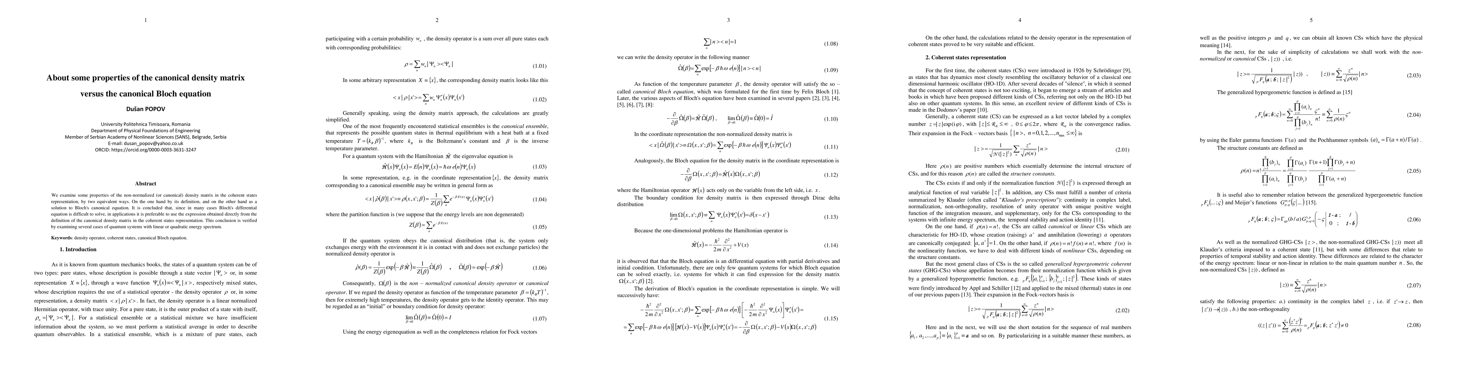 Thumbnail for About some properties of the canonical density matrix versus the
  canonical Bloch equation