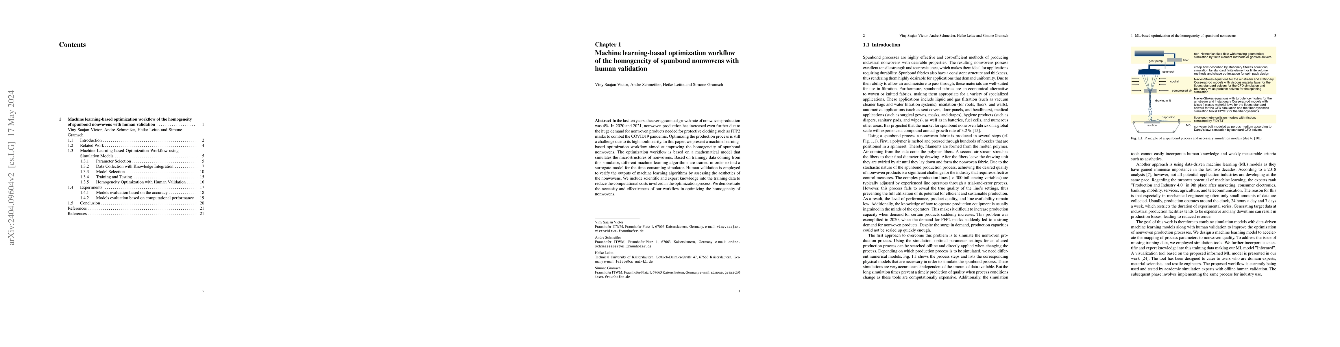 Thumbnail for Machine learning-based optimization workflow of the homogeneity of
  spunbond nonwovens with human validation