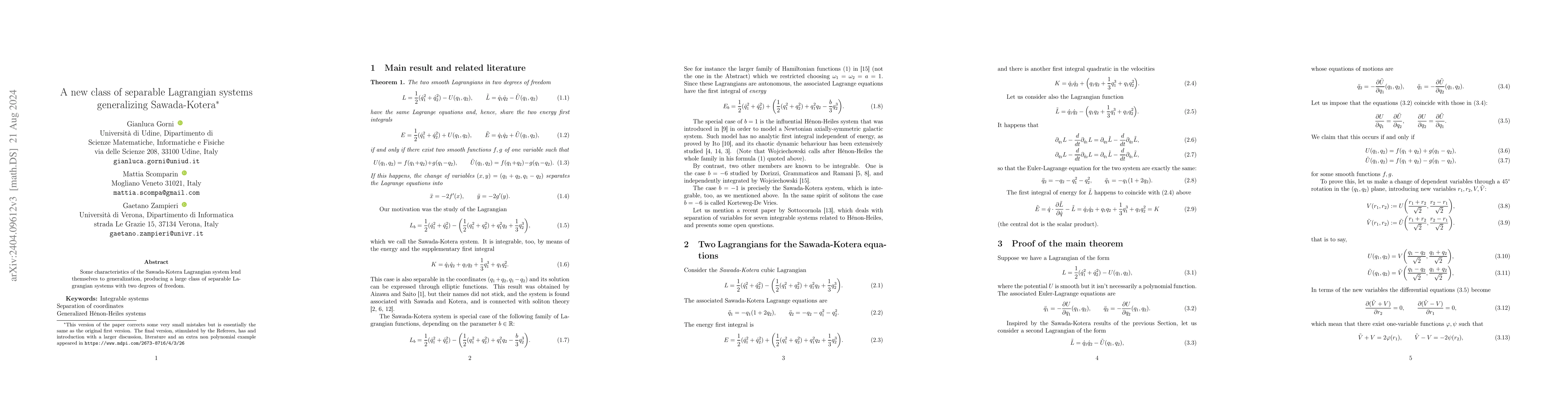 Thumbnail for A new class of separable Lagrangian systems generalizing Sawada-Kotera