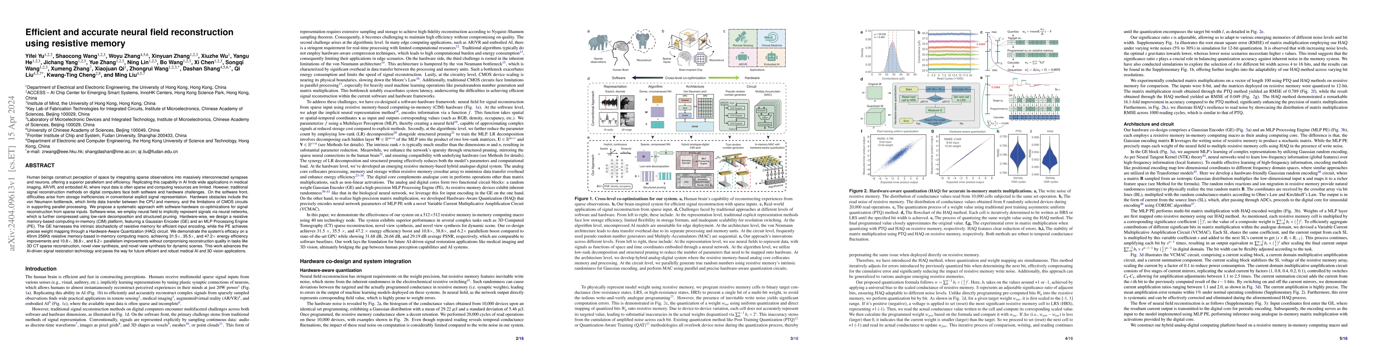 Thumbnail for Efficient and accurate neural field reconstruction using resistive
  memory