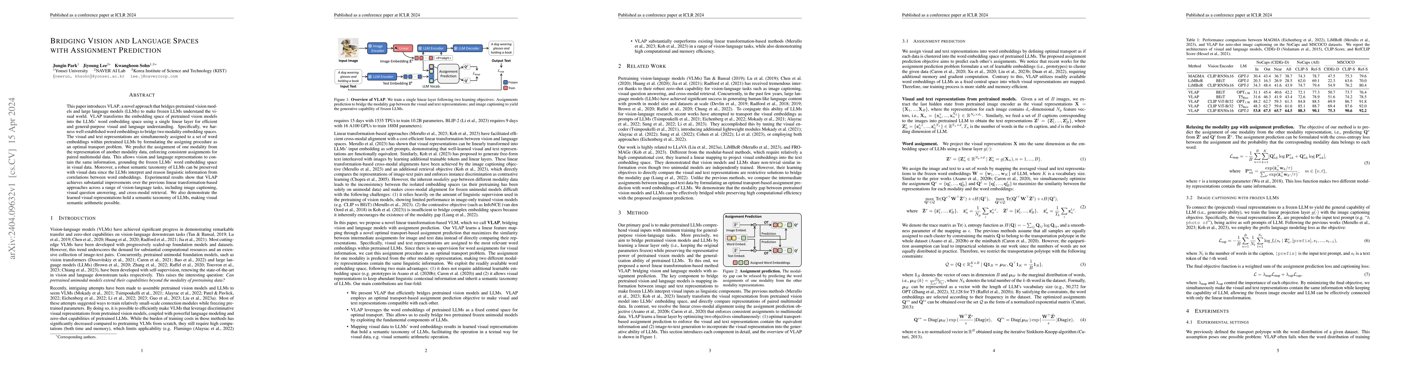 Thumbnail for Bridging Vision and Language Spaces with Assignment Prediction