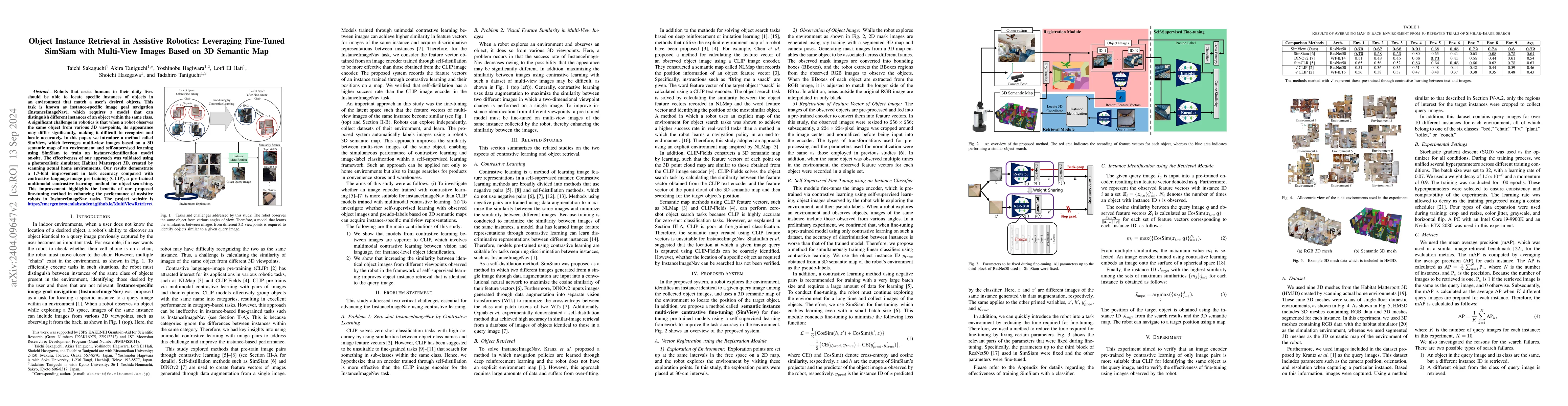Thumbnail for Object Instance Retrieval in Assistive Robotics: Leveraging Fine-Tuned
  SimSiam with Multi-View Images Based on 3D Semantic Map