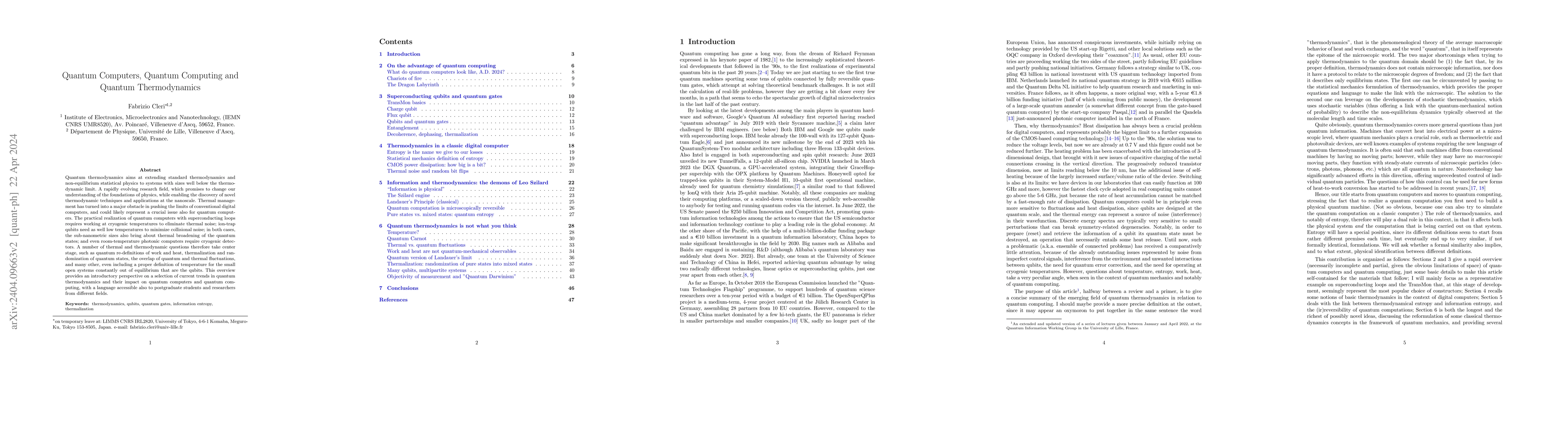 Thumbnail for Quantum Computers, Quantum Computing and Quantum Thermodynamics
