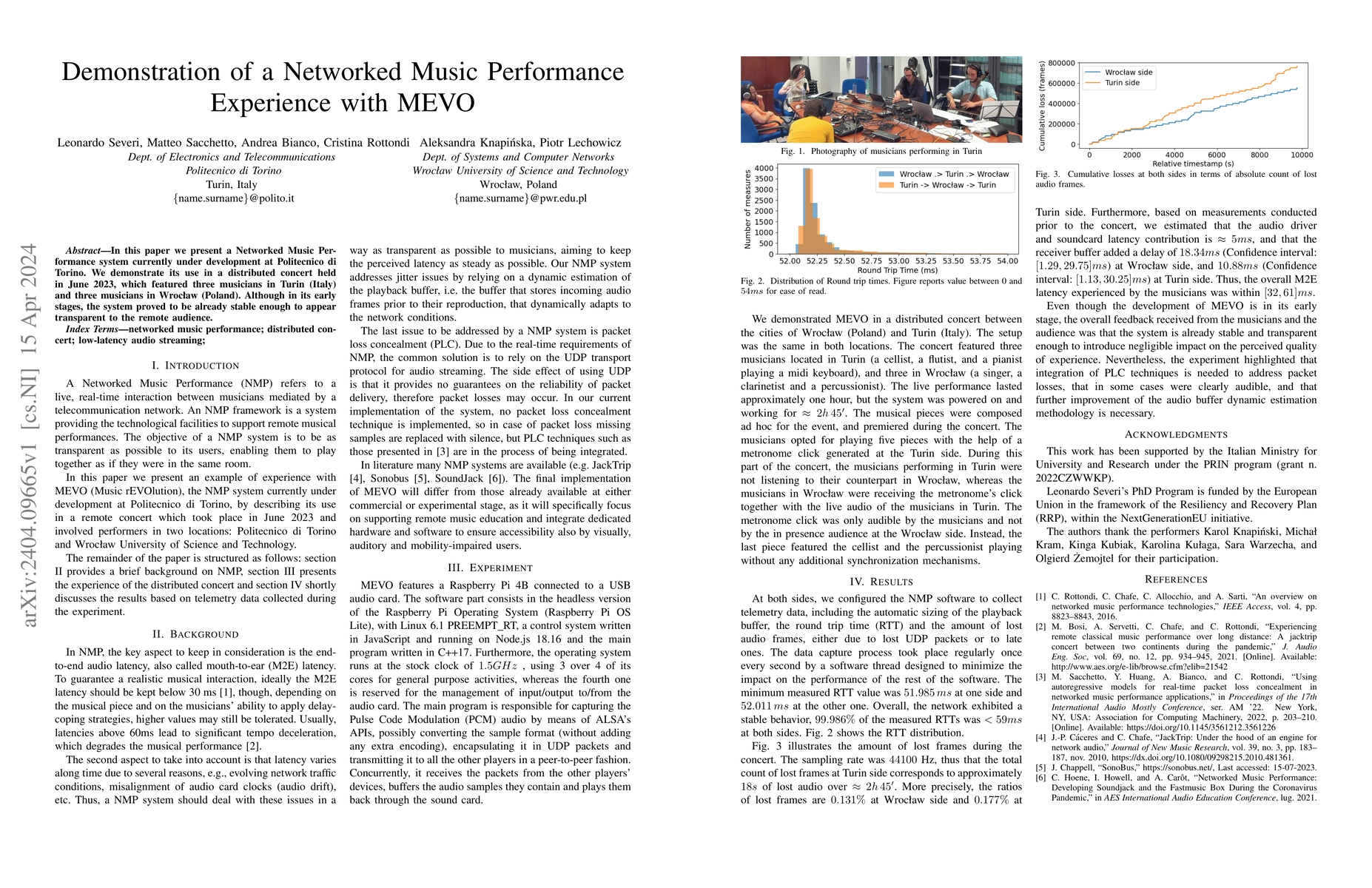 Thumbnail for Demonstration of a Networked Music Performance Experience with MEVO