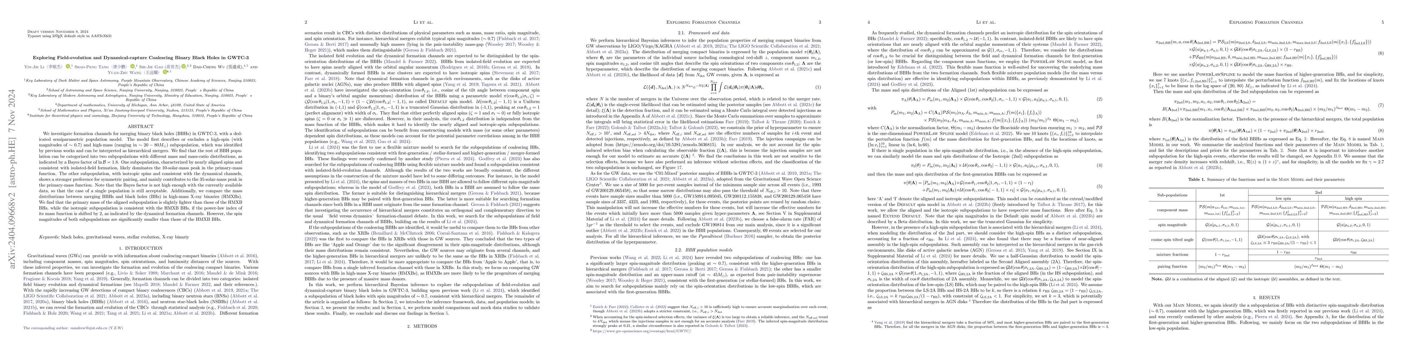 Thumbnail for Exploring field-evolution and dynamical-capture coalescing binary black
  holes in GWTC-3