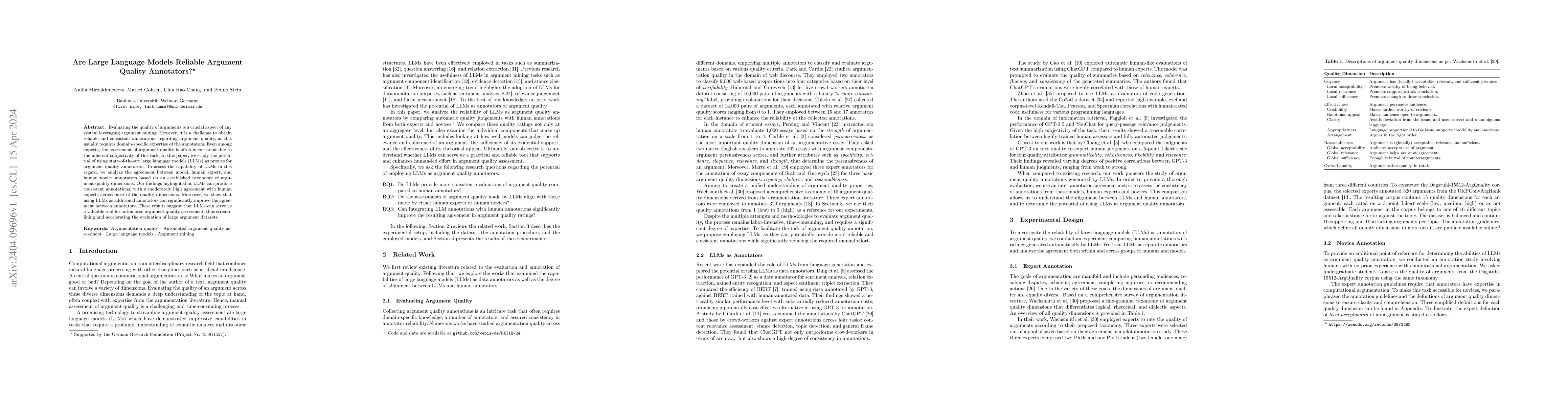 Thumbnail for Are Large Language Models Reliable Argument Quality Annotators?