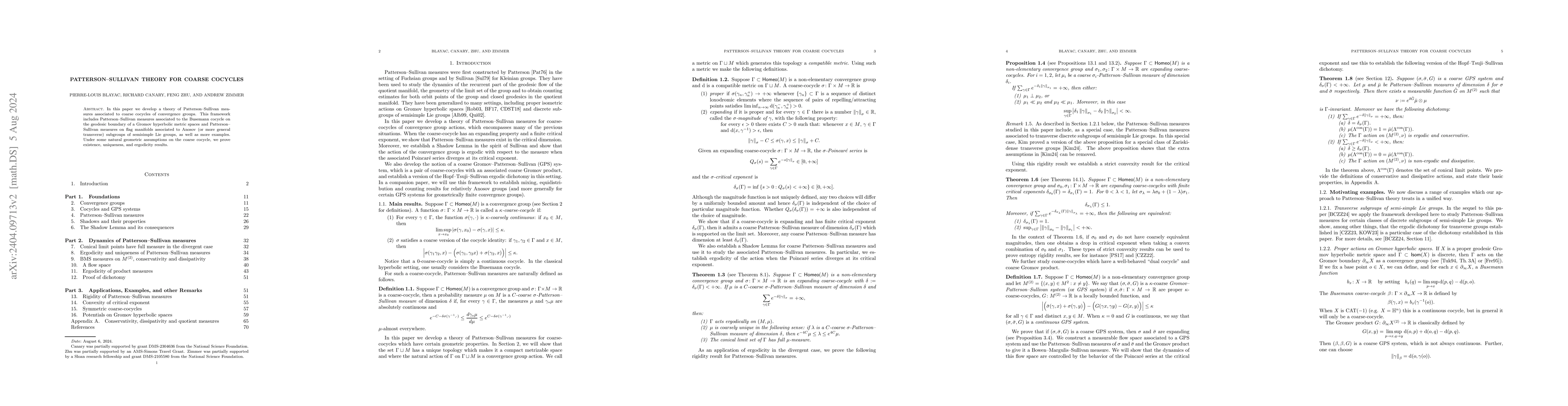 Thumbnail for Patterson-Sullivan theory for coarse cocycles